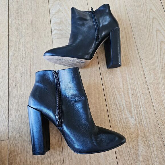 Aldo Black‎ Leather Chunky High heel Ankle boots, Womens 7.5, Party, nightout - Picture 2 of 8